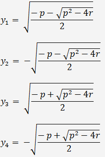 biquadratischen Gleichung Wurzeln