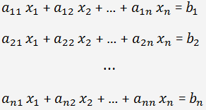 Gleichungssystem von n Gleichungen mit n Variablen