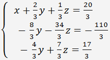 Das Lösen des Gleichungssystems von 3 Gleichungen mit 3 Variablen