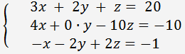 lineare Gleichungssysteme von 3 linearen Gleichungen mit drei Variablen